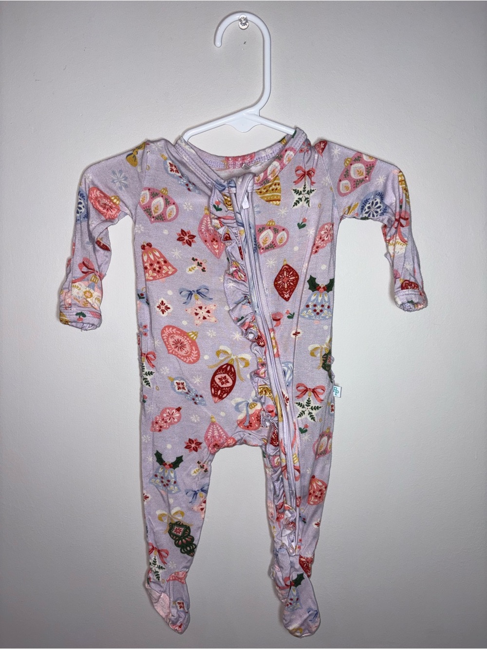 Posh Peanut Lavender Holiday Ornament Footed One-Piece